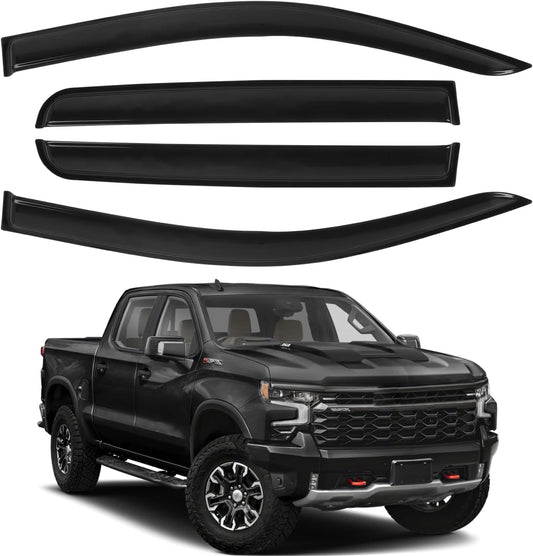 Tape-On Rain Guards Fit for 2023 2024 2025 Chevy Colorado/GMC Canyon, Outside Mount Window Visor, Smoke Tinted Sun Vent Shade Deflector, 4pcs
