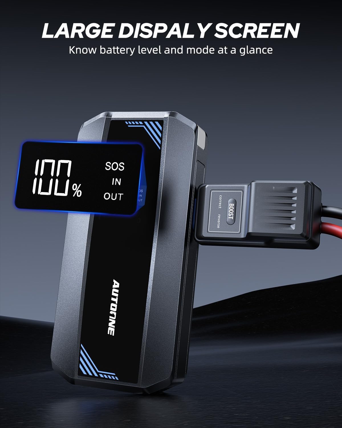 AUTOONE Car Jump Starter 5800A Battery Booster, Portable Battery Pack for All Gas 10L Diesel, 12V Jump Box with Smart Jumper Cable for Car Battery, Vehicle Lithium Starter, LCD Display, w/LED Light