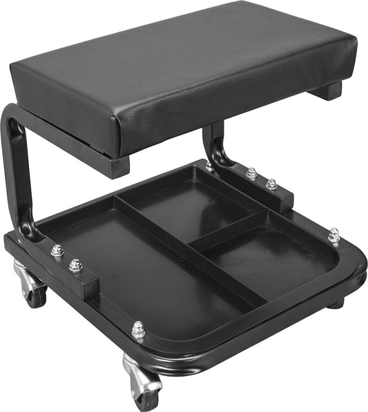 Torin ATR6300B Rolling Creeper Garage/Shop Seat: Padded Mechanic Stool with Tool Tray Storage, Black Large