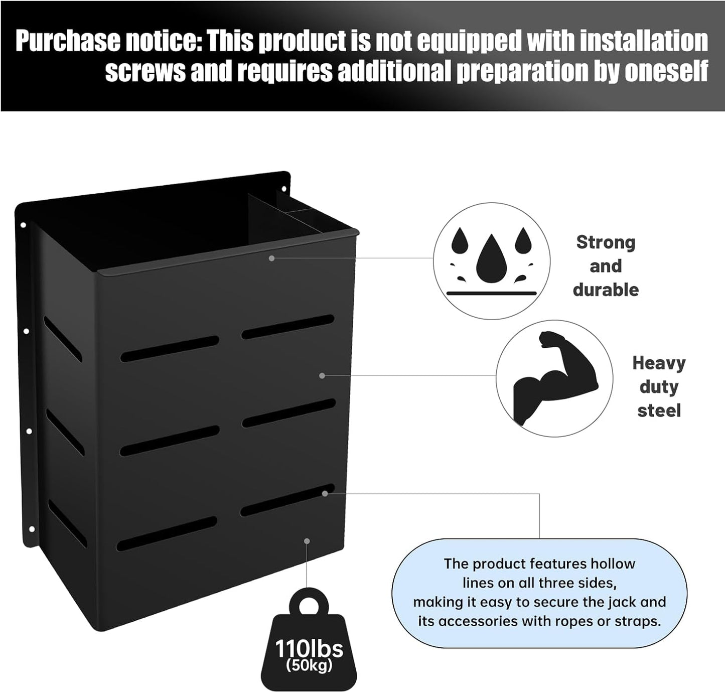 Wall Mount Floor Jack Stand Rack Pouch Stabilizer,Car Hydraulic Trolley Jack Stands Holder Enclosed Storage Brackets Tower Trailer Garage Shop Organizer Accessories Tool （No Screws Installed）