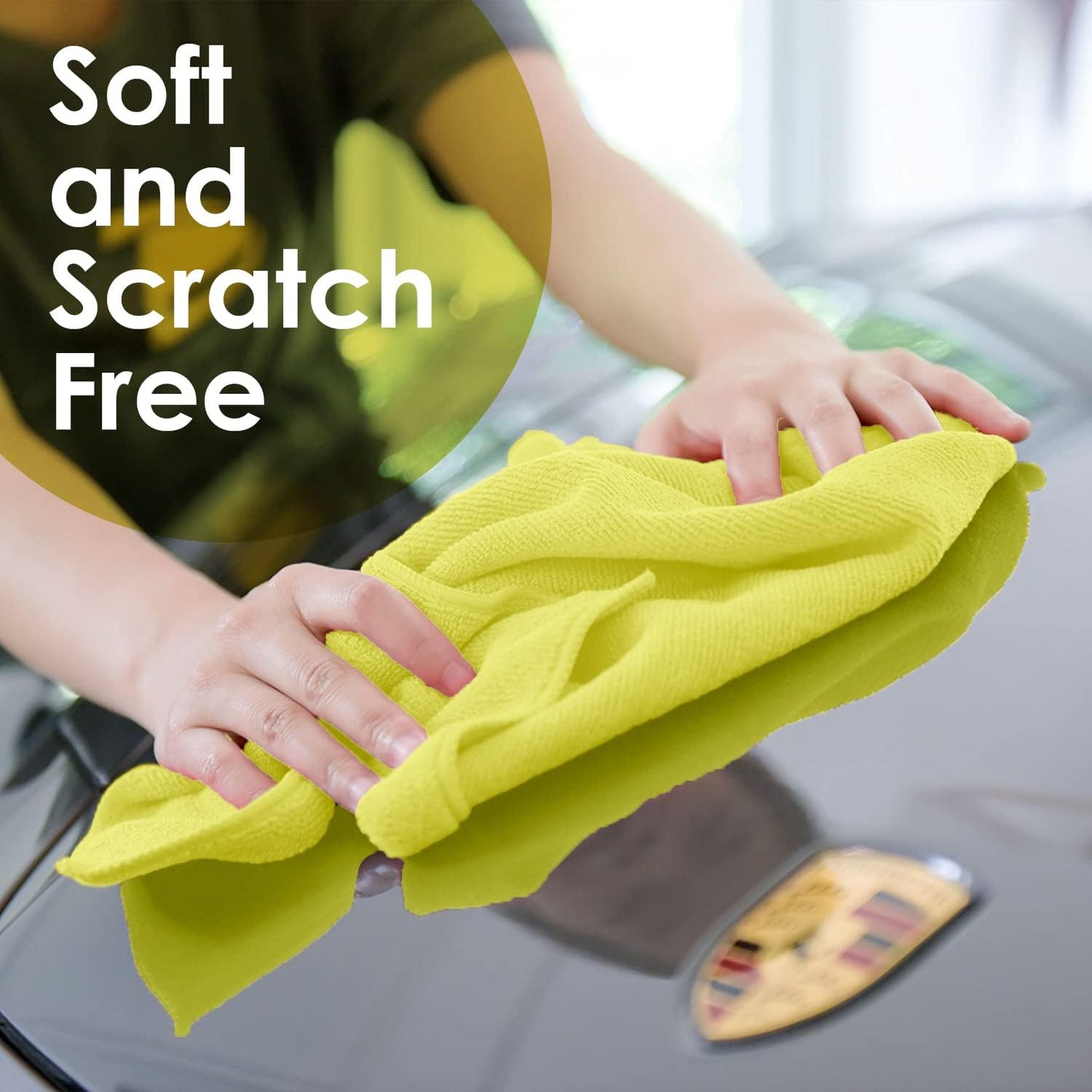 Avalon Towels Microfiber Cleaning Cloths (Value Pack of 48) Size 16" x 16", Highly Absorbent Cleaning Rags, Lint Free Cleaning Towels, Reusable and Washable, Microfiber Towels for Cars (Yellow)