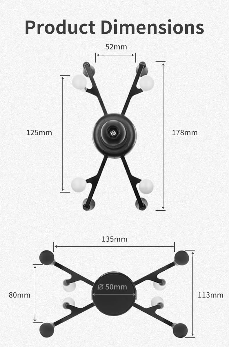 Strg Tablet Mount with Composite Double Socket Arm(Medium) for 6" Tablets, Tablet Holder Compatible with RAM B Size 1" Ball Mounts Components for Motorcycle Bike Car etc