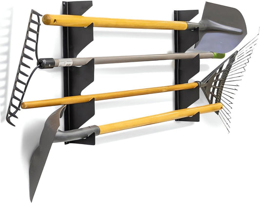 CZWL&HG Heavy-Duty Garden Tool Organizer Wall Mount – Garage Wall Storage Rack for Shovels, Rakes & Long-Handled Tools – Solid Steel, Holds 250 lbs