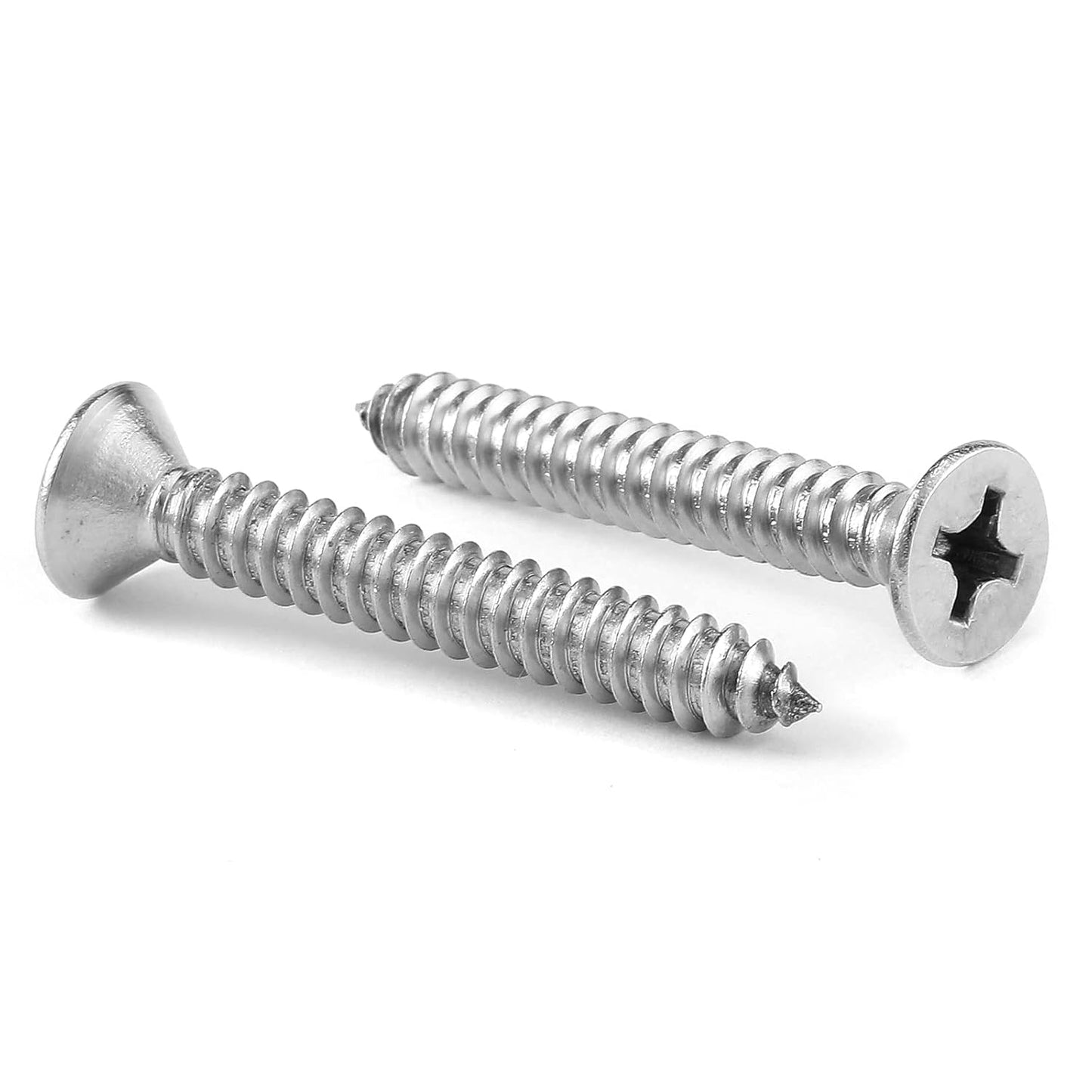 #14 x 1-1/4" Wood Screw 100Pcs 18-8 (304) Stainless Steel Screws Flat Head Phillips Fast Self Tapping Drywall Screws by SG TZH