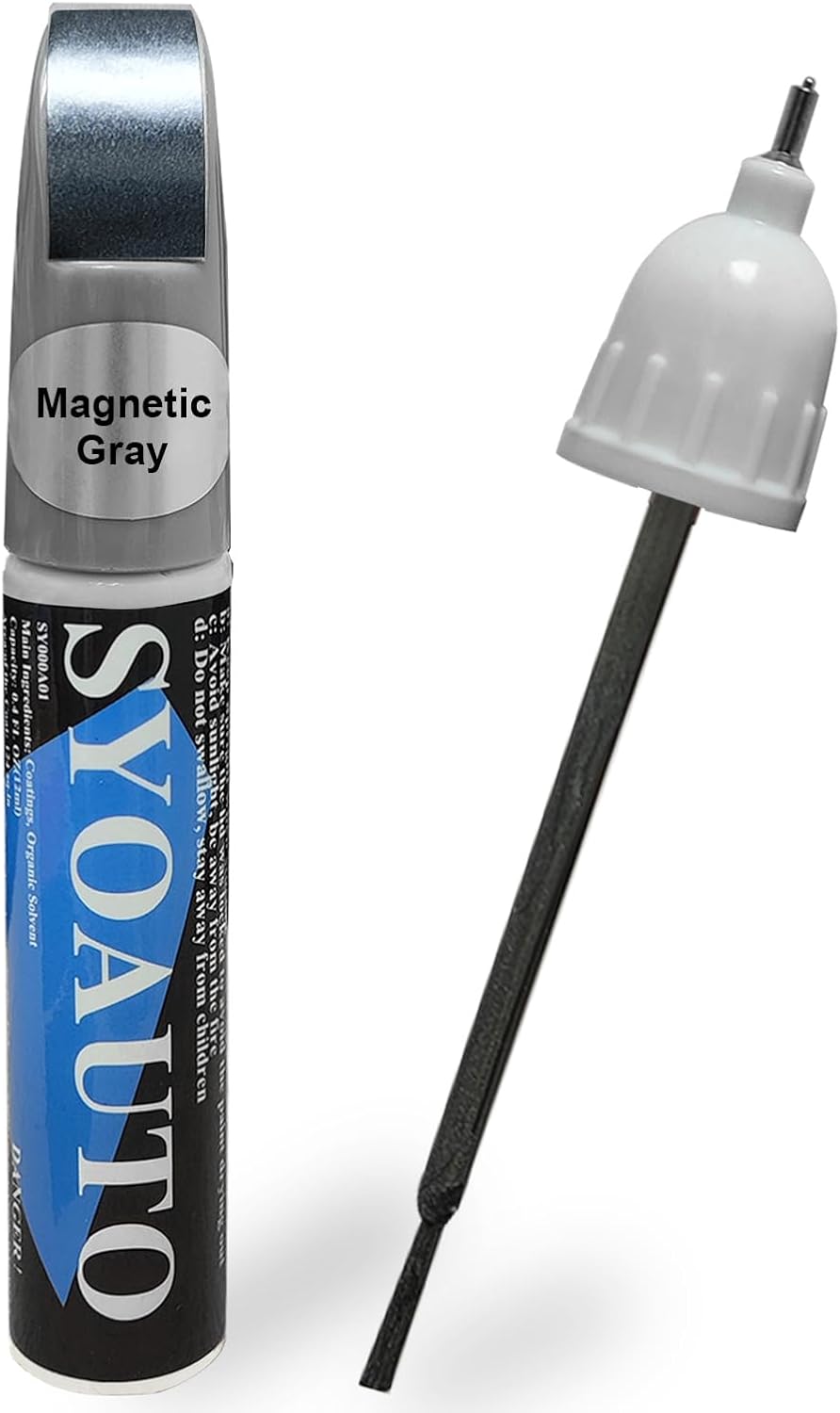 SYOAUTO Magnetic Gray 1G3 Touch Up Paint Fit for Toyota Auto Touch up Paint Scratch Repair Pen Brush and Tip 2 in 1 Magnetic Gray
