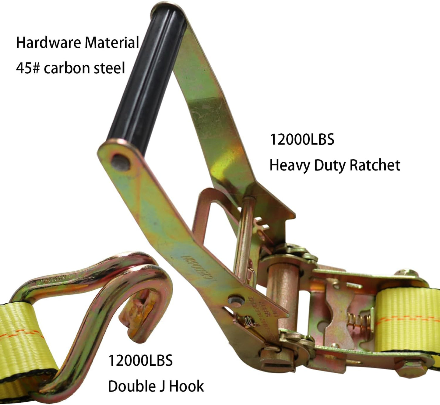 Ratchet Straps Heavy Duty (4PK) 2" x 30' x 10000 lbs J Hook Tie Down Strap Ratcheting for Truck, ATV, UTV and Trailer