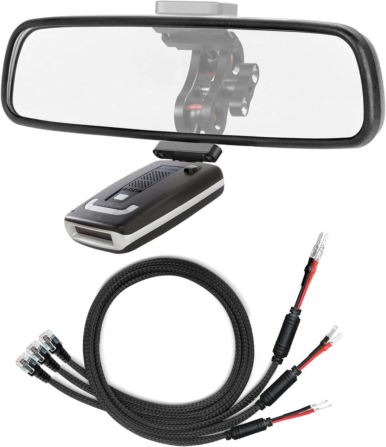 Radar Detector Rearview Mirror Mounting Bracket,13.8" Radar Detector Hard Wire Power Cord Mirror Wire Plug,with Braided Set of 3 (for Escort Max,Max2,Max360 Radar)