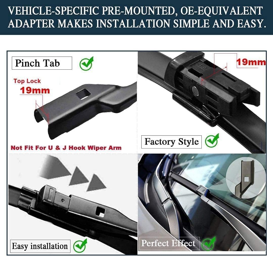 AUTOBOO 24"+20" Windshield Wipers with 13" Rear Wiper Blades Replacement for Audi Q5 2009-2017,SQ5 2014-2017,RS Q3 2021-2022 -Original Factory Quality (Pack of 3)