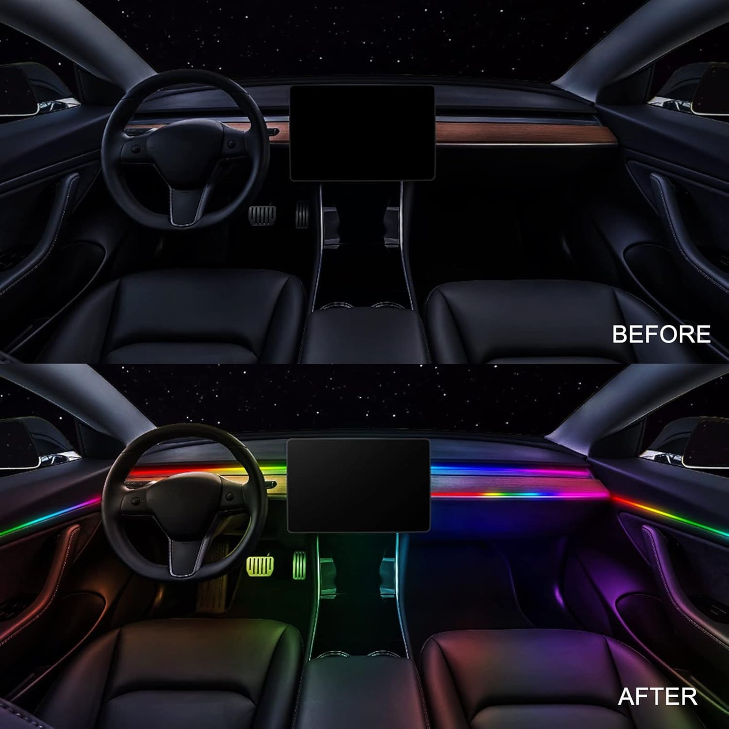 Dreamcolor Acrylic Interior Car LED Strip Light 55.1-inch, which fit for dreamcolor main controller connects and sub-controller kit (not including), Not applicable dreamcolor 5 in 1(single controller)