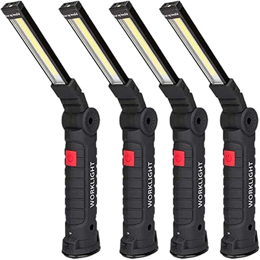 Lebote LED Work Light,COB Rechargeable Work Light with Magnetic Base 360°Rotate and 5 Ligting Modes Portable Work Light Inspection Light for Car Repair, Household and Emergency Use (4 PCS,Large)