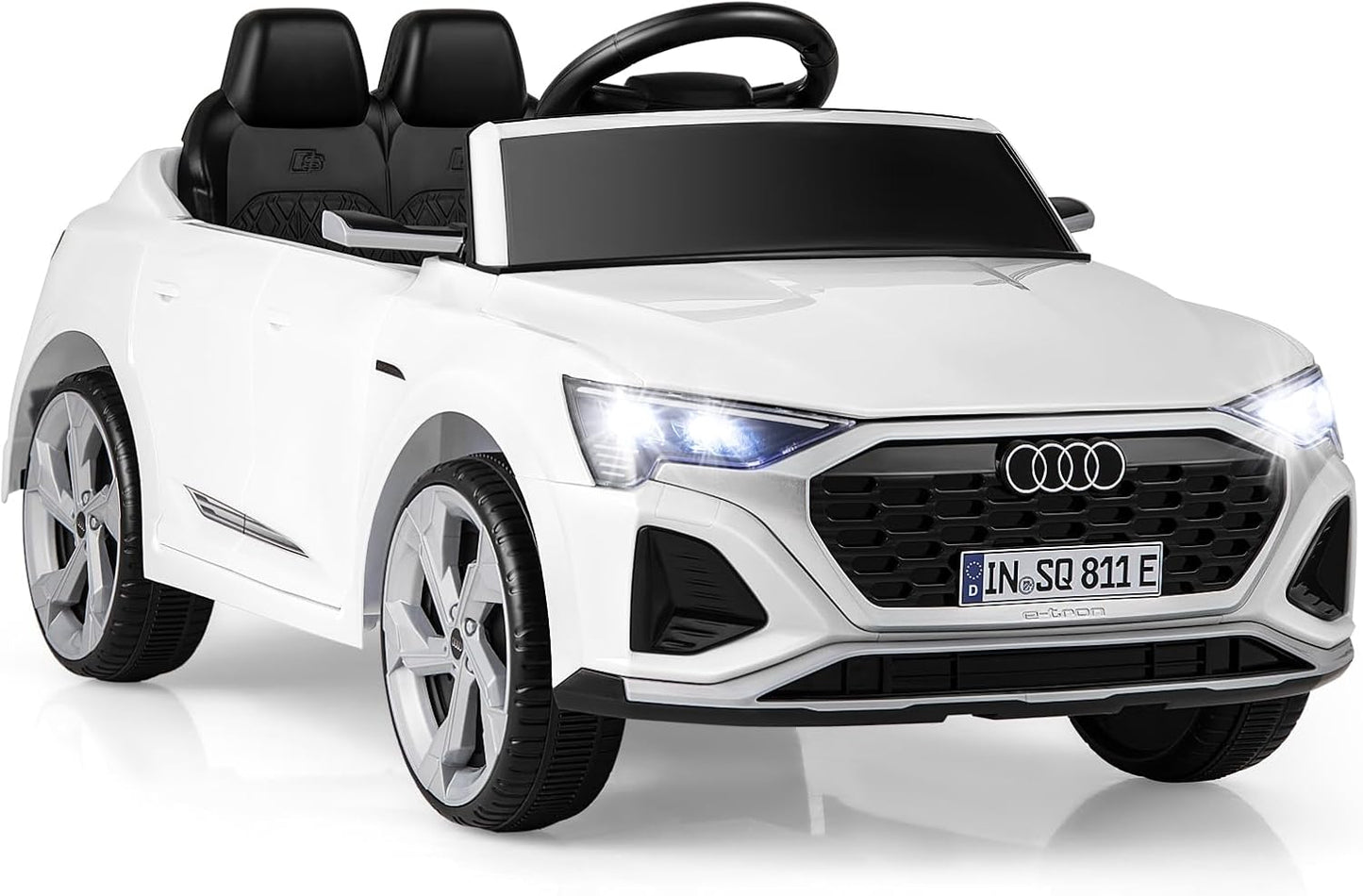Licensed Audi SQ8 Ride on Car by OLAKIDS, 12V Kids Electric Vehicle with Remote Control, Toddlers Battery Powered Toy with 3 Speeds, Wheels Suspension, Music (White)