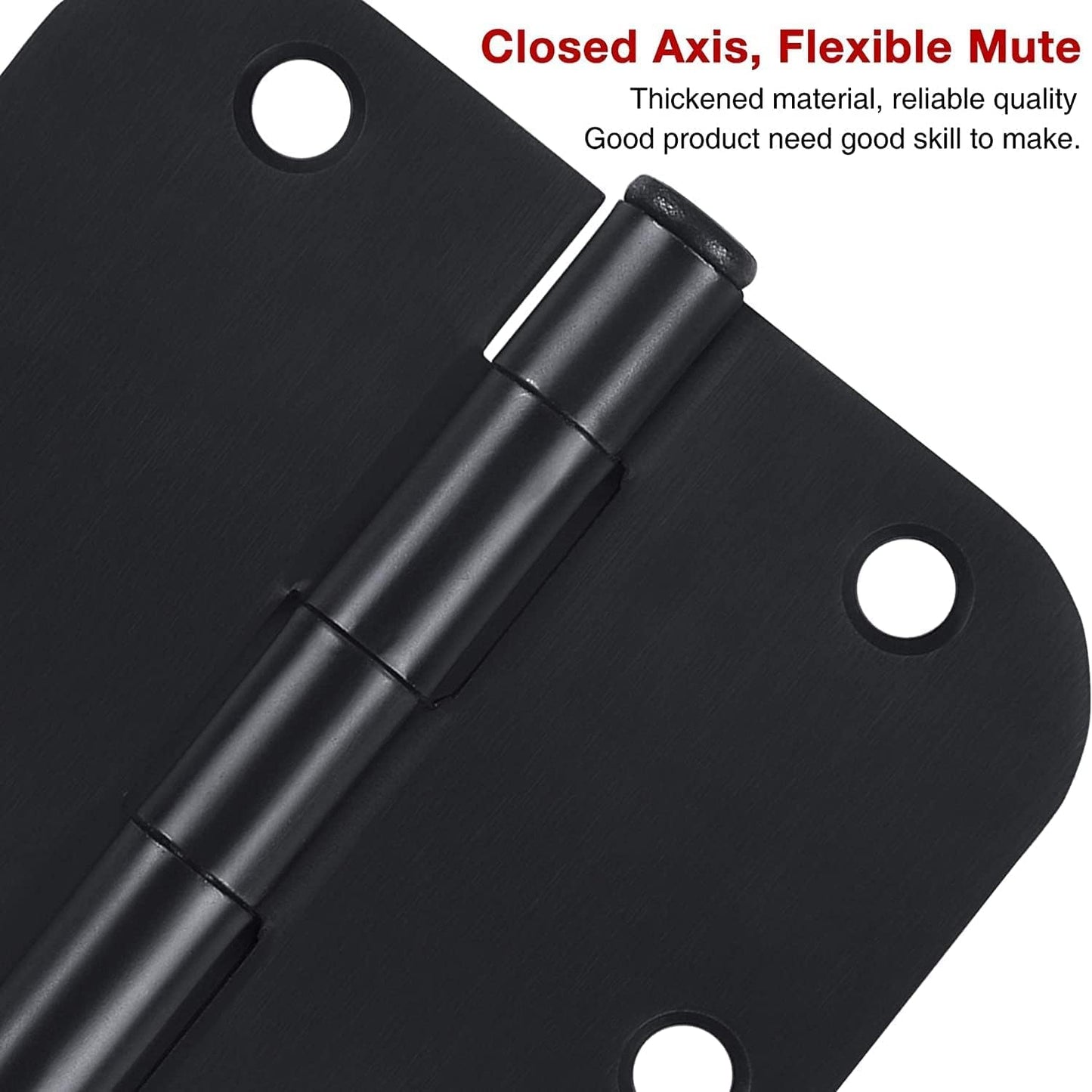 TDCHINGES 30 Pack Rounded Matte Black Door Hinges 3.5 Inch 5/8" Radius Interior 3 1/2 Inch Flat Iron Bifold Easy Installation Standard Hinge No Squeak,Bedroom Indoor for Doors 3 ½" Hardware Controls