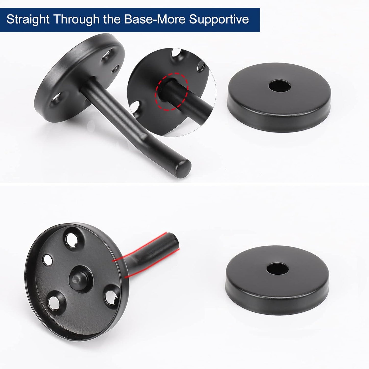 NearMoon Coat Hooks, Wall Hooks for Hanging Hat Hurse Robe, 304 Stainless Steel Heavy Duty Towel Hangers for Bathroom Livingroom Hotel Kitchen Garage, 6 Pack (2 Inch, Matte Black)