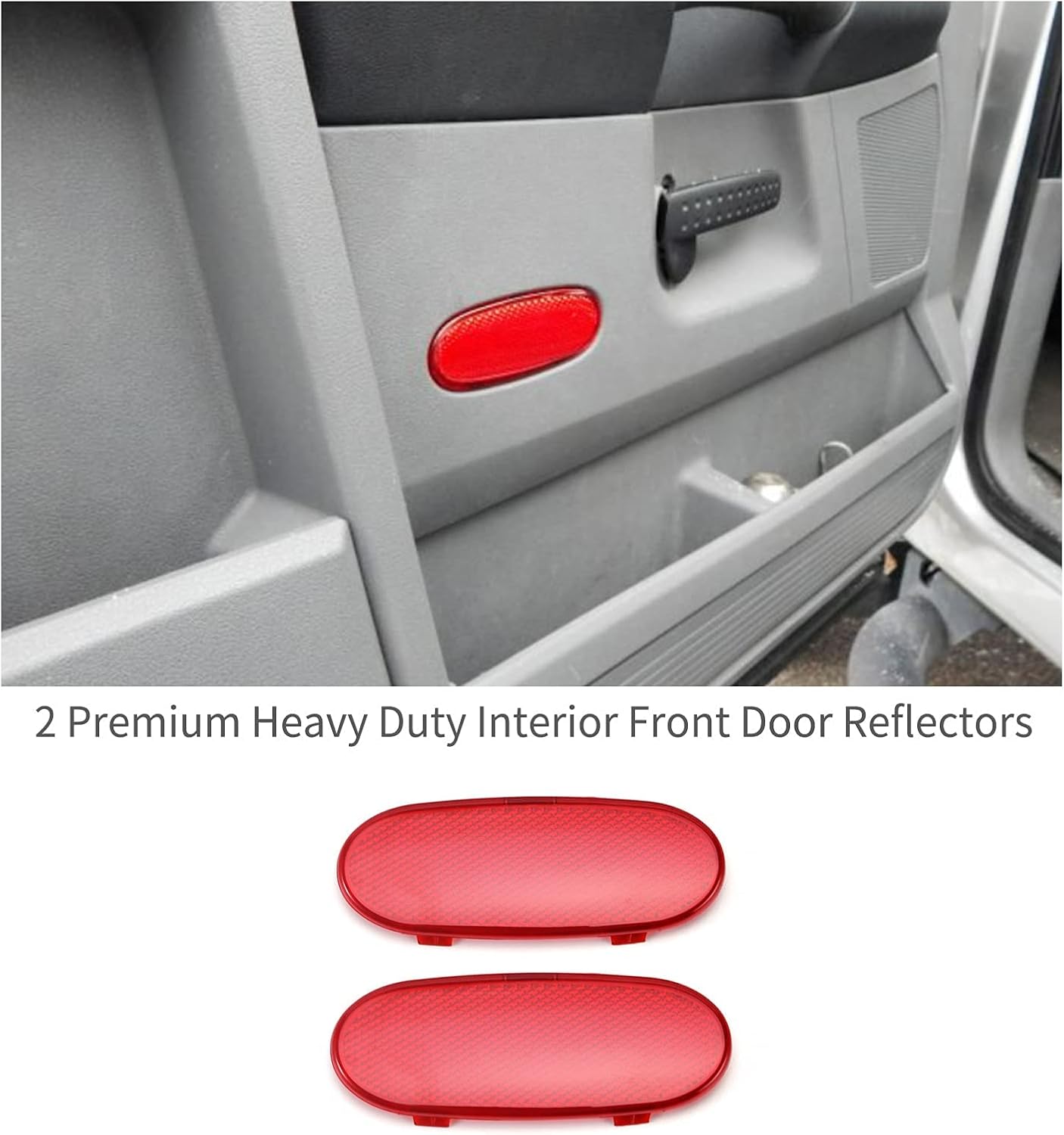 Car Front Interior Door Panels Reflector Red Inner Door Panel Reflector Plate for 2002-2008 Dodge Ram 1500/2003-2009 Dodge Ram 2500 3500/2004-2009 Dodge Durango (for front doors only)-2PCS