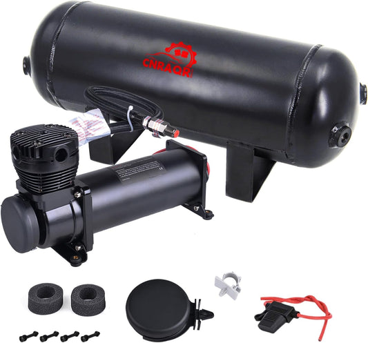 3 Gallon Air Tank with 200PSI Air Compressor for Suspension/Air Ride/Bag/Car Train Truck Horn Aluminum 12 Liter Compressed air Storage Tank Onboard System Air Suspension Compressor Kit