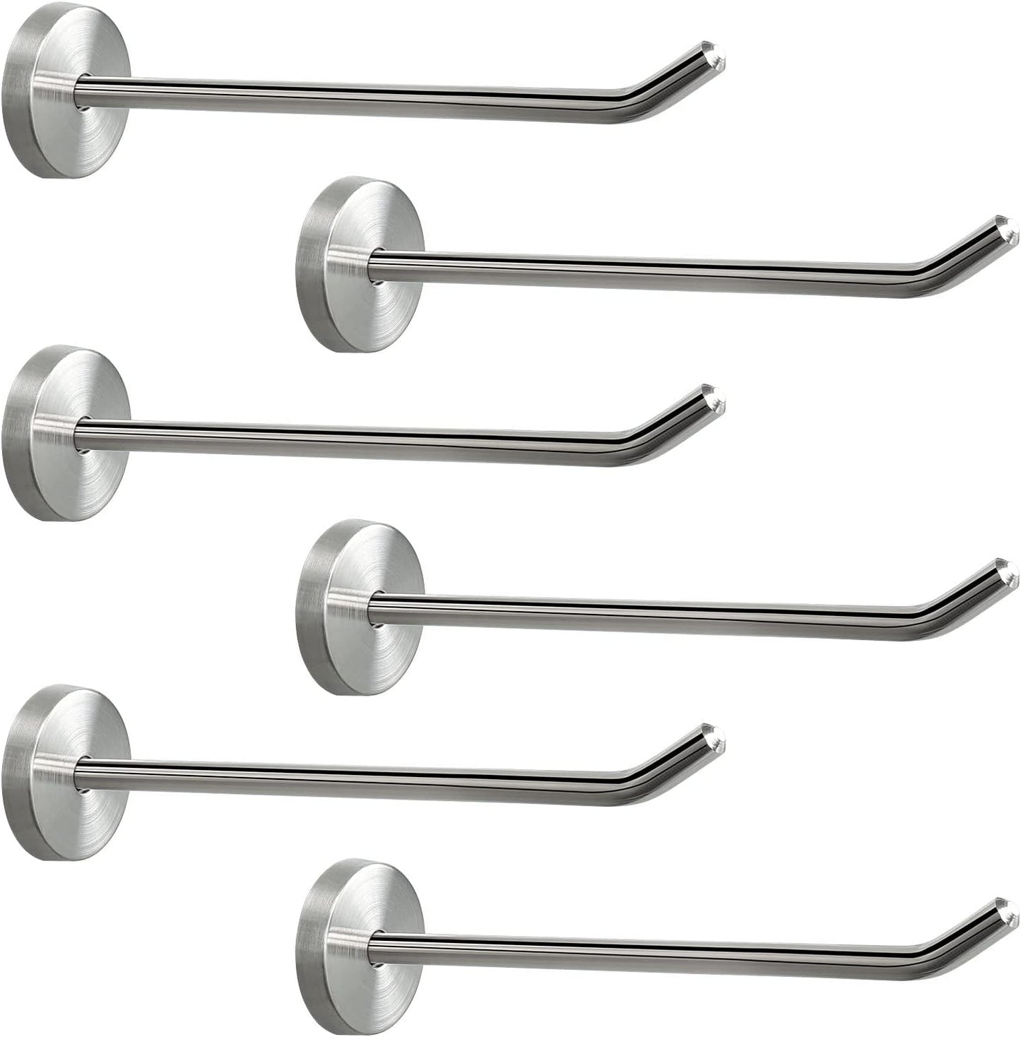 NearMoon Coat Hooks, Wall Hooks for Hanging Hat Hurse Robe, 304 Stainless Steel Heavy Duty Towel Hangers for Bathroom Livingroom Hotel Kitchen Garage, 6 Pack (8 Inch, Brushed Nickel)