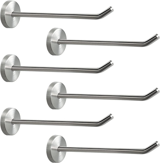 NearMoon Coat Hooks, Wall Hooks for Hanging Hat Hurse Robe, 304 Stainless Steel Heavy Duty Towel Hangers for Bathroom Livingroom Hotel Kitchen Garage, 6 Pack (8 Inch, Brushed Nickel)