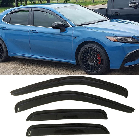 94311 Side Window Visors Wind Vent Deflector,4pcs Outside Mount Tape-On Nice Sun Rain Guards Set for 2018-2024 Toyota Camry Sedan