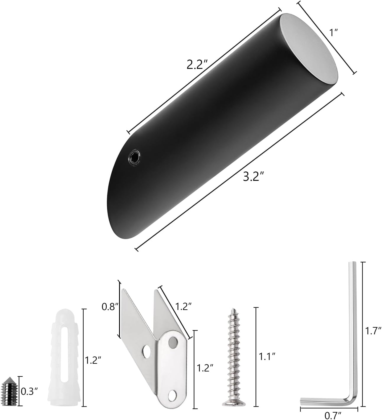 NINETREX Black Wall Hooks Matte Black Towel Hook Modern Robe Hooks SUS 304 Stainless Steel Heavy Duty Hook for Bathroom Entryway Bedroom Coat Key Mudroom Garage, Wall Mounted 6 Pack