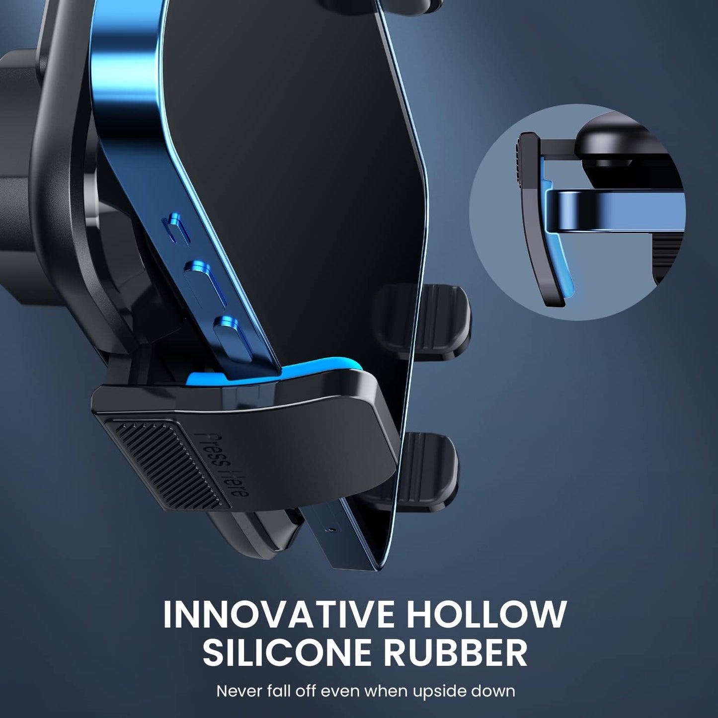 Qifutan Car Phone Holder with Anti-Slip Rubber, 360 Rotating Ball Joint, and Adjustable Support Ring for iPhone and Other Smartphones