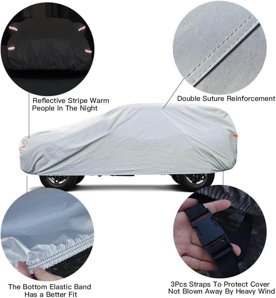 Kayme 6 Layers Minivan Car Cover Waterproof All Weather for Automobiles, Outdoor Full Cover with Zipper, Universal Fit for Pacifica, Grand Caravan, Honda Odyssey, Sienna, Station Wagon(191-206 inch)