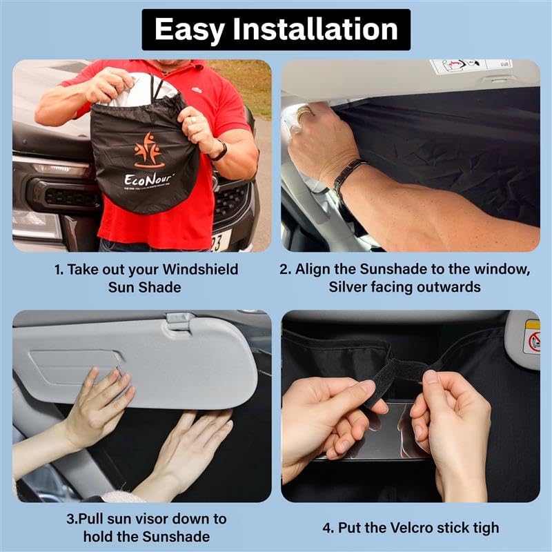 Honda Civic 2016-2021 Car Windshield Sunshade - EcoNour 240T Polyester Material Car Sun Visor - Reflector Blocks UV Rays - Foldable Sunshade Interior Protection Accessories