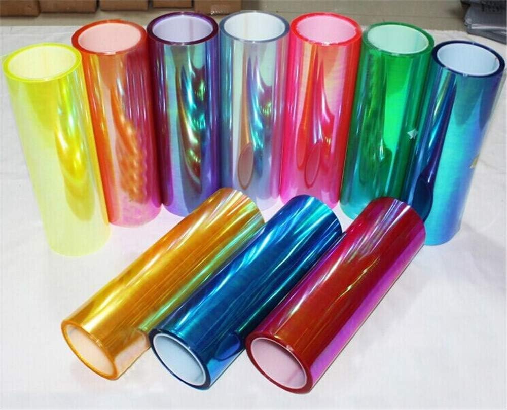 LED LIGHT 12 by 48 inches Self Adhesive Shiny Chameleon Headlights Tail Lights Fog Lights Films,Film Sheet Sticker,Tint Vinyl Film with Gift Knife and Hand Tool (Orange)