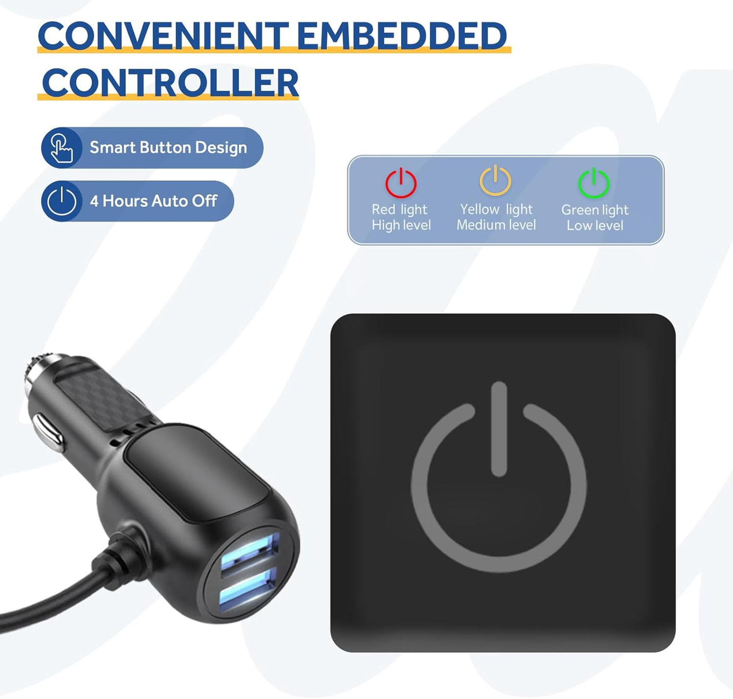 Sealy 12-Volt Heated Car Blanket with 2 USB Output Ports, 3 Heating Levels & 4 Hours Auto Off, Electric Blanket for Car, Truck, SUV, RV or Camping, Machine Washable, 59" X 43", Charcoal