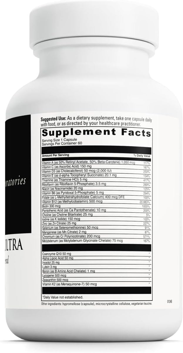 DAVINCI Labs Daily Best Ultra - Dietary Supplement to Support Cardiovascular Health, Fat Metabolism and Bone Health* - with B Vitamins, Minerals, Choline, CoQ10, Boron, Lycopene - 60 Vegetarian Caps
