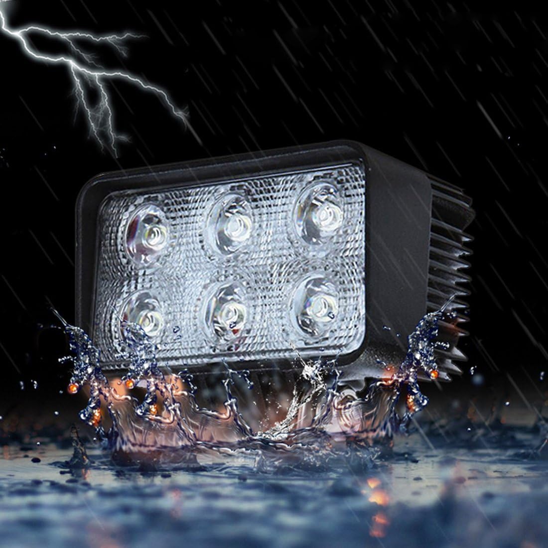 2PACK 18W Rectangle High Power 12/24 volt LED Work Light, 2400LM Foglight Waterproof Flood Driving Light for Tractor,Truck,ATV,Boat, 4x4 Offroad