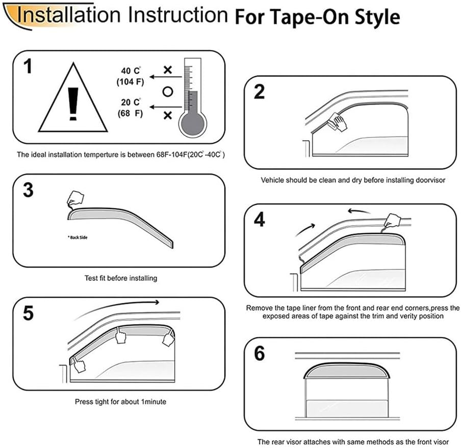 Chrome Side Window Visors Vent Deflector for 2007-2020 Toyota Tundra CrewMax Cab with 4 Full Size Doors,4pcs Outside Tape-On Sun Rain Guards Set 94309Y