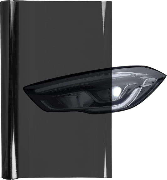 Lypumso 16 x 60 Inches Deep Black Headlight Taillight Car Tint Vinyl Film, Self Adhesive Fog Lights Sticker Sheet Roll for Car Lights Cover Protection