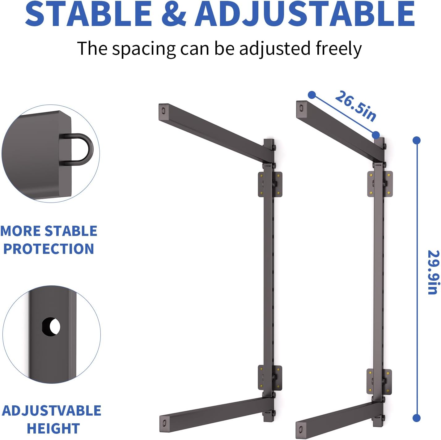 Wall Mounted Kayak Storage Rack, Kayak Racks for Outdoor Storage, Kayak Wall Mount 4 Tier Adjustable Surfboard Paddleboards Holder, Holds Up to 220 lbs