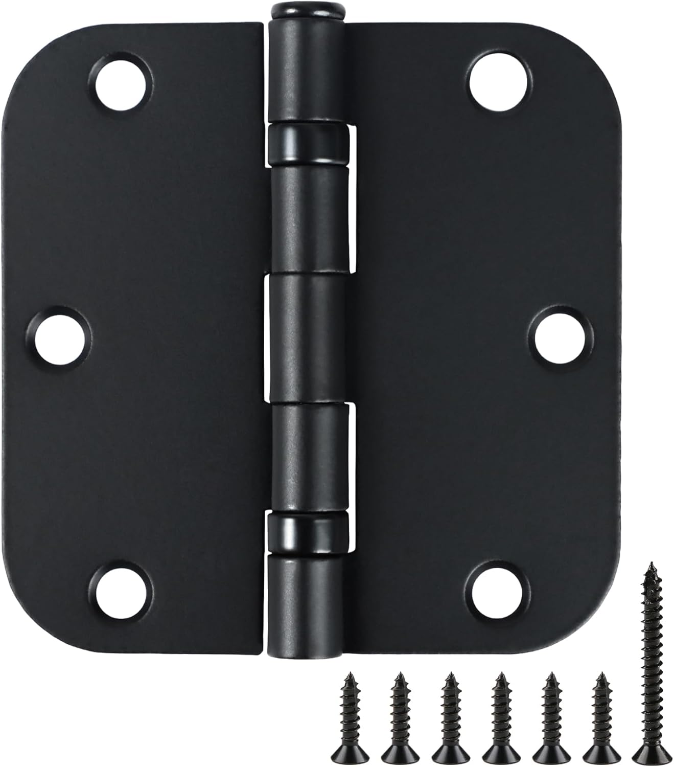 36 Pack Ball Bearing Matte Black Door Hinges 3.5 Inch 5/8" Radius Round Anti Squeak Interior 3-1/2"Flat Bifold Standard Bedroom Indoor for Doors 3 ½" House Home Hardware Decor Accessories Must Have