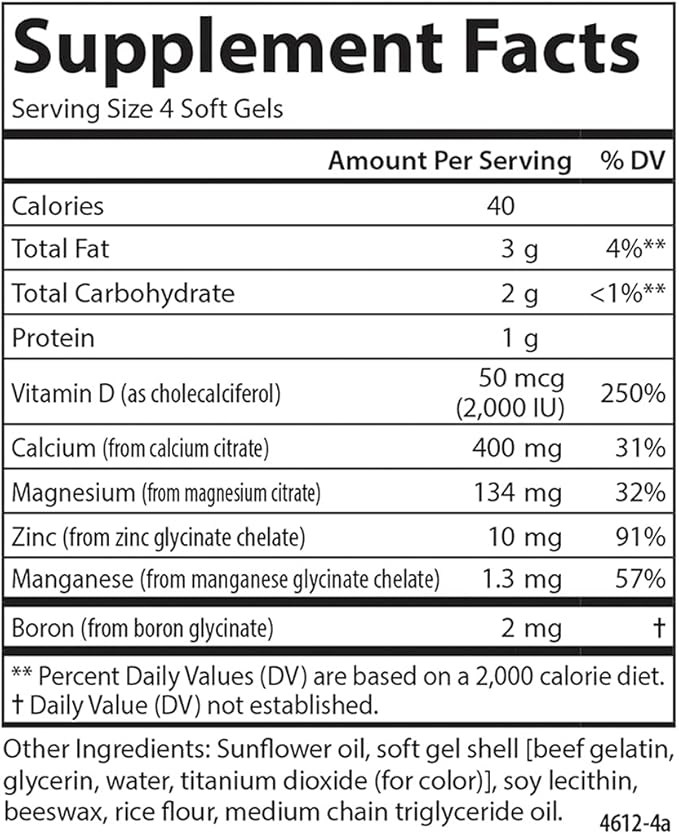 Carlson - Nutra-Support Bone, Calcium, Magnesium & Vitamin D3, Bone Health, Calcium Absorption & Optimal Wellness, 180 Softgels