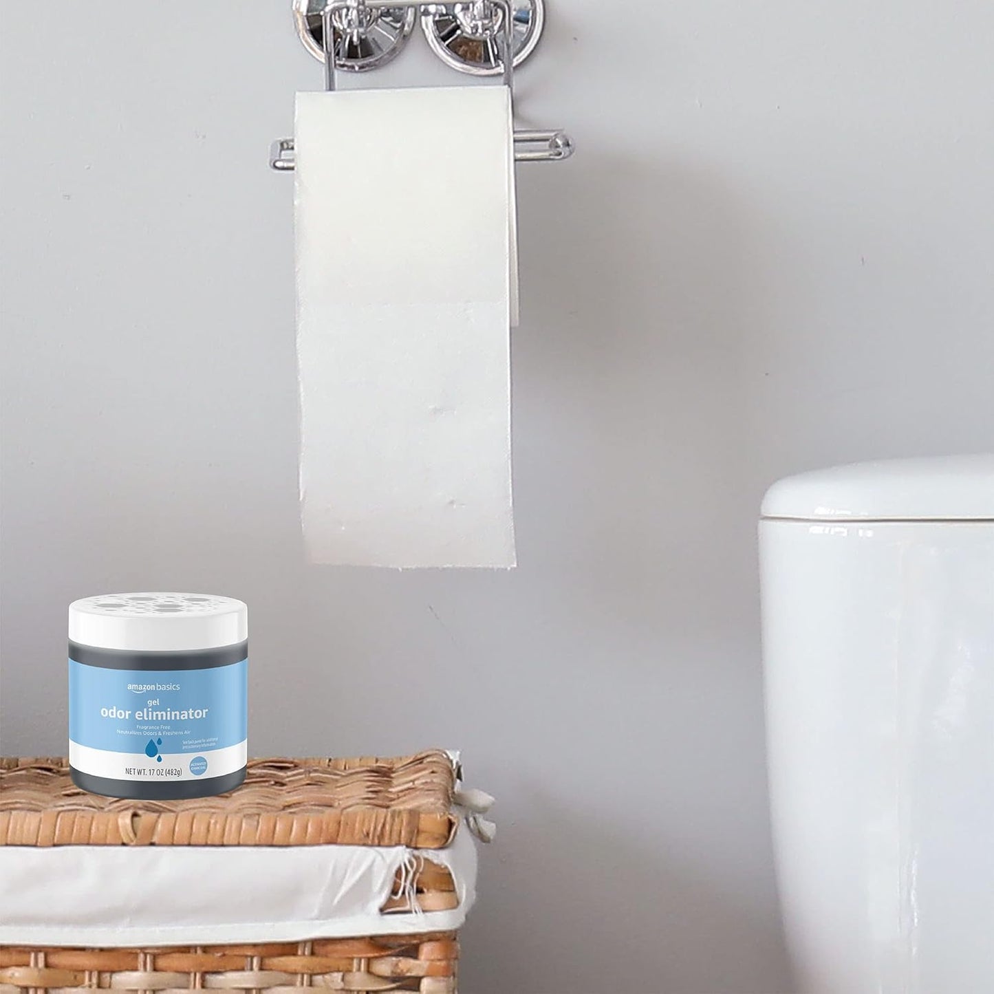 Amazon Basics Gel Odor Eliminator, Activated Charcoal, Fragrance Free, 17 Oz, Pack of 2