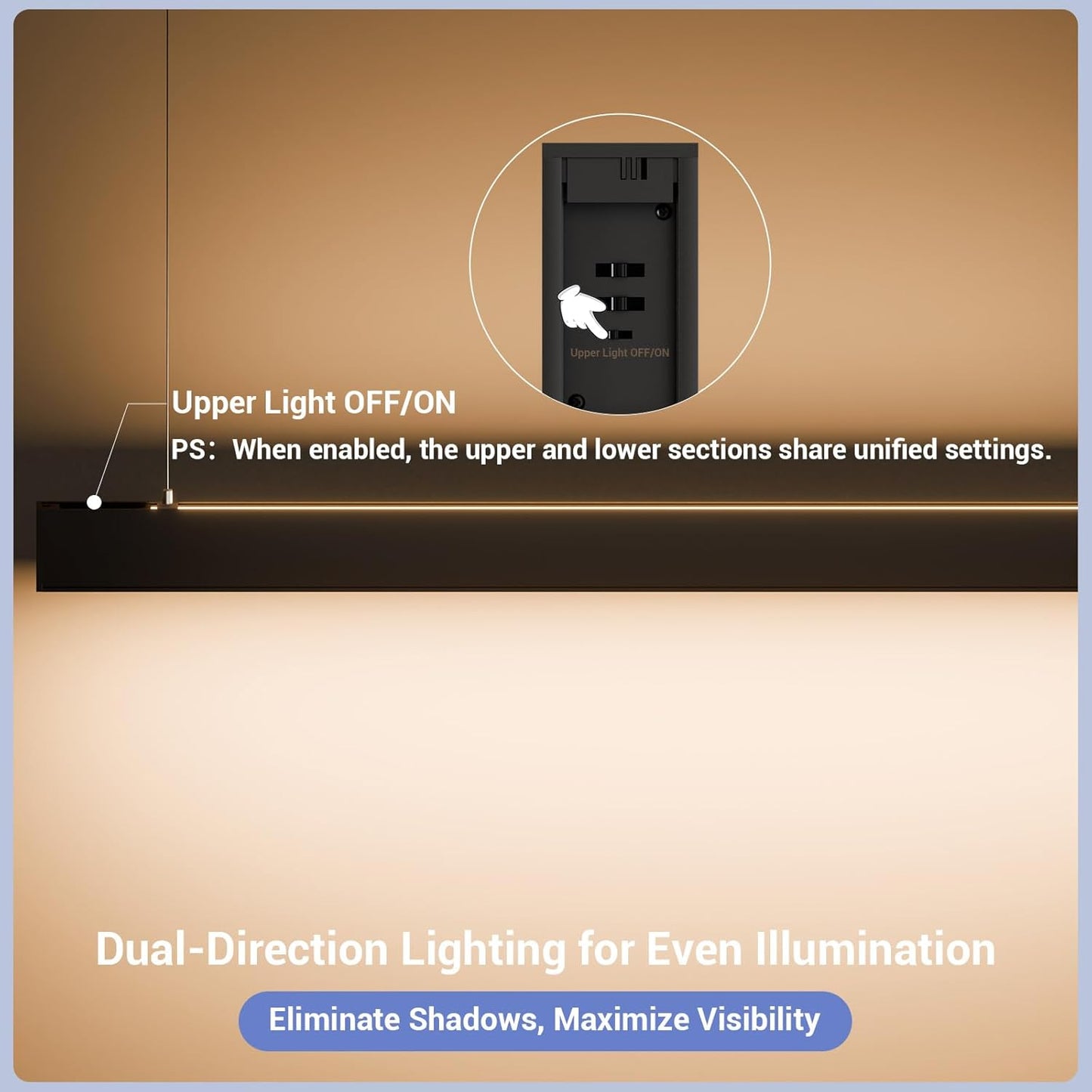 8FT LED Linear Light,100/90/80/70/60W Up and Down Light, 3000/4000/5000K CCT,Commercial And Residential Linear Lights Fixture for Office,Pendant Lights for Home,Shop,Garage,Basement,School-4Pack