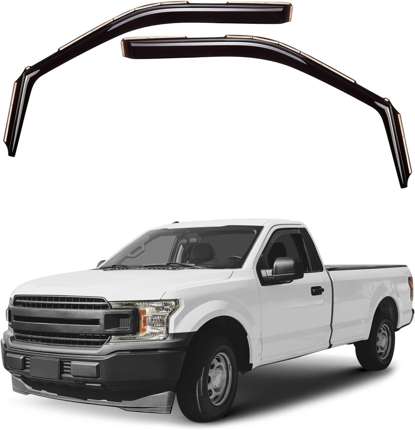 Window Deflectors Smoke Tinted in-Channel Side Window Vent Visor Deflectors Rain Guards Compatible with F-150 2015-2020 Regular Cab, SuperCrew, SuperCab - 2pcs. GW0878