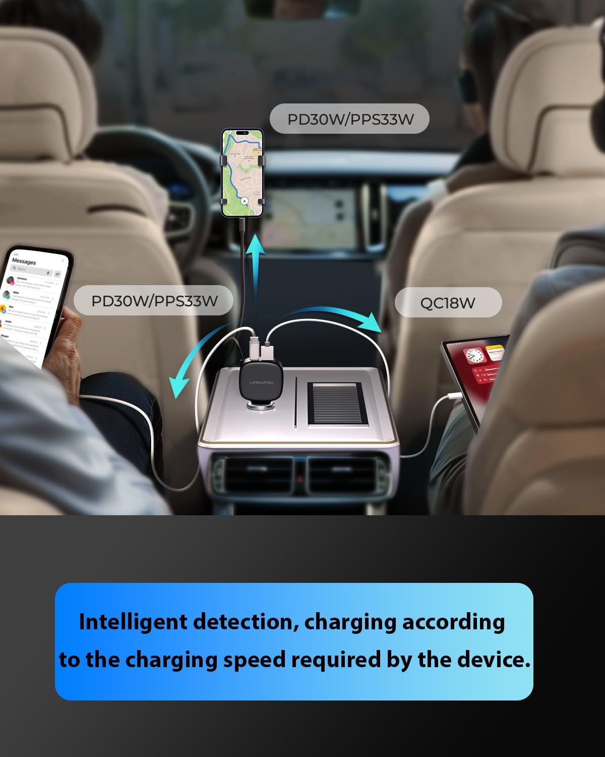 Retractable Car Charger USB C, 84W Max, Ultra-Compact, Type-C Fast Charger with Built-in Retractable USB-C Cable, Car Adapter for iPhone 16/15 Series, MacBook Pro/Air, iPad, AirPods Black