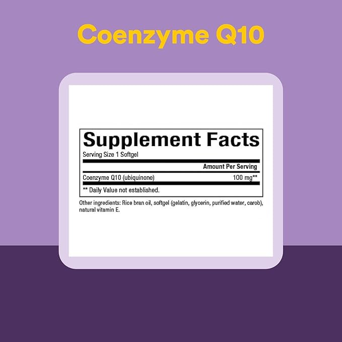 Natural Factors Coenzyme Q10 100 mg, Natural Coenzyme Q10 Supplement for Energy, Heart and Cognitive Support, 60 Softgels