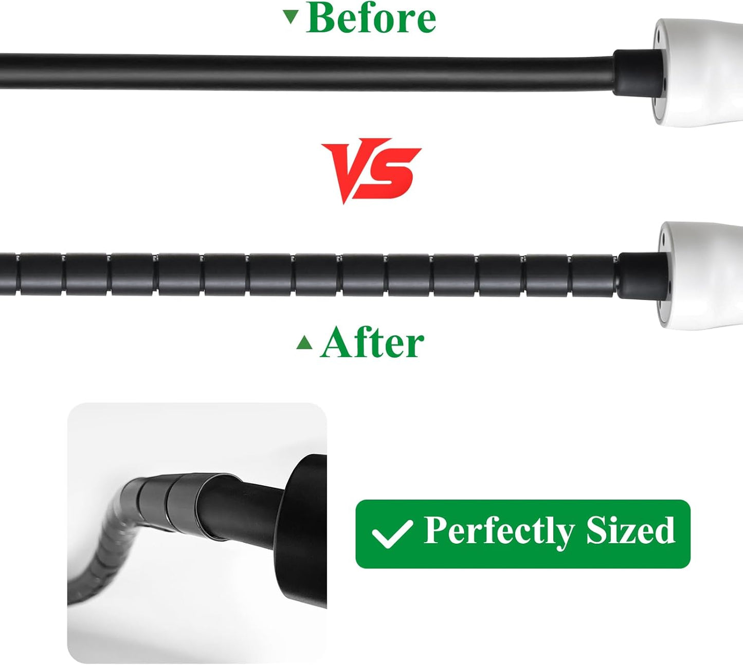 Spiral Cable Wrap, 26FT EV Charger Cord Protector Sleeve - Flexible Wire Loom Cover for Electric Vehicle Charging Cable, Prevents Door Squash, Pet Chew, Tripping & Tangles, Garage Outdoor Use