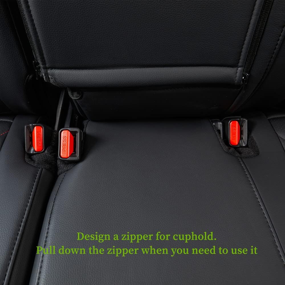 coverdream CRV Waterproof Leather Seat Covers Custom Fit for 2012 2013 2014 Honda CRV EX,SE,EX-L,Touring,Full Coverage,Airbag Compatible,Car Seat Protector(Full Set,Red/Black)