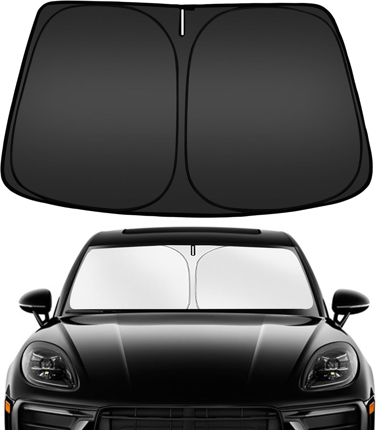 ARISMOTOR Windshield Sun Shade for Porsche Macan 2014-2025 2026, Custom Fit Foldable Front Window Sunshade Sun Visor Protector, Block UV Rays Keep Your Car Cooler