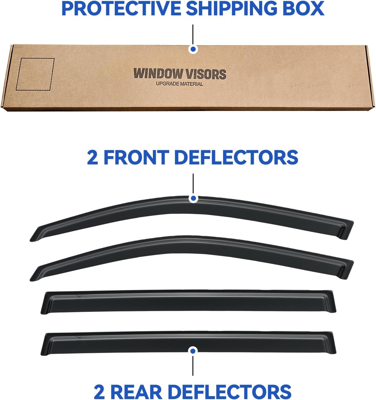 Window Visors Rain Guards Shield for 2008-2013 Toyota Highlander, Out-Channel Window Vent Wind Deflectors Visors Shades for 08-13 Highlander Hybrid