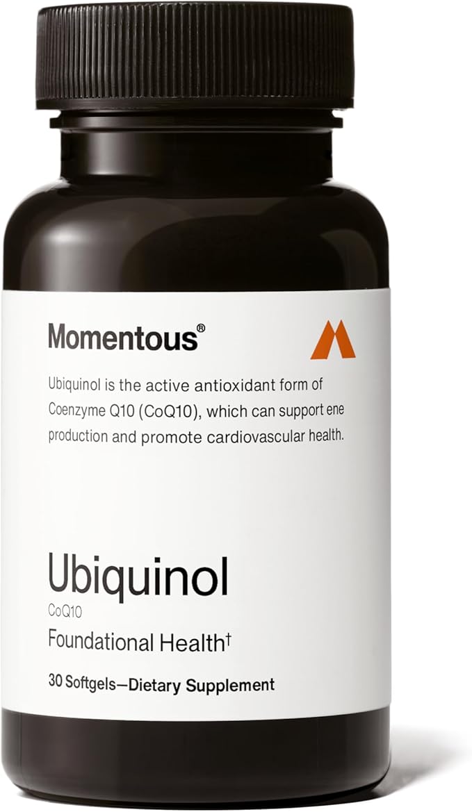 Momentous Ubiquinol - 42 g Plant-Based CoQ10 Softgel Supplement for Foundational Health Support - NSF Certified for Sport - GMO- & Gluten-Free - 30 Servings