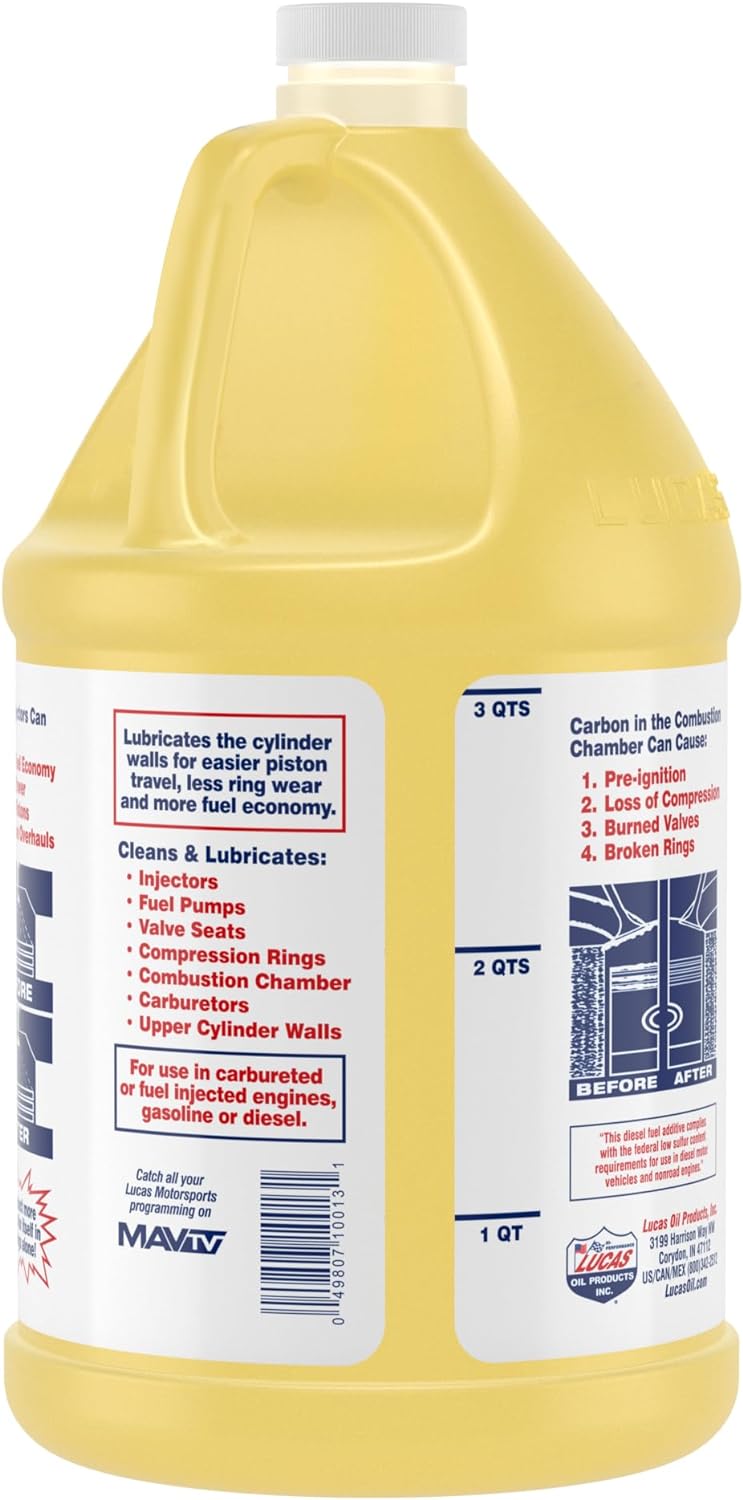 Lucas Oil Fuel Additive, Upper Cylinder Lube, System Cleaner, Lubricant, 1 gal Jug, Diesel/Gas, Set of 4
