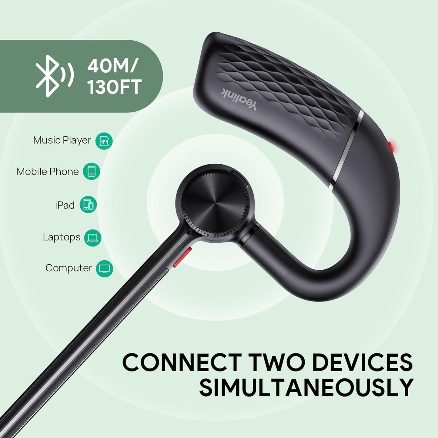 Yealink BH71 Pro Bluetooth Headset with USB-C/A Dongle, Teams Certified, Wireless Earphone for Cell Phone,PC,Laptop,Noise Cancelling Microphone, Adjustable Ear Hook