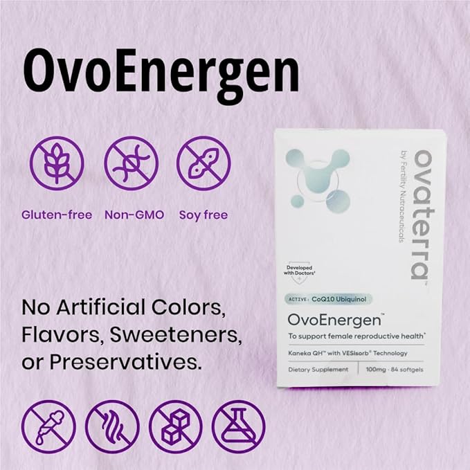 OvoEnergen Ubiquinol CoQ10 100mg Softgels, CoQ10 Supplement for Women to Support Reproductive Health and Egg Health, Fertility Booster with Kaneka QH, VESIsorb® Technology (84 Softgels, 28 Day Supply)