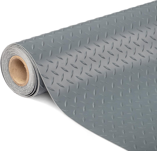 TUFFIOM 4x8 FT Garage Floor Mat, Thickened Diamond Plate PVC Garage Mats Flooring Roll for Under Car, Garage Parking Mats for SUVs, Golf Cart, Sports Car