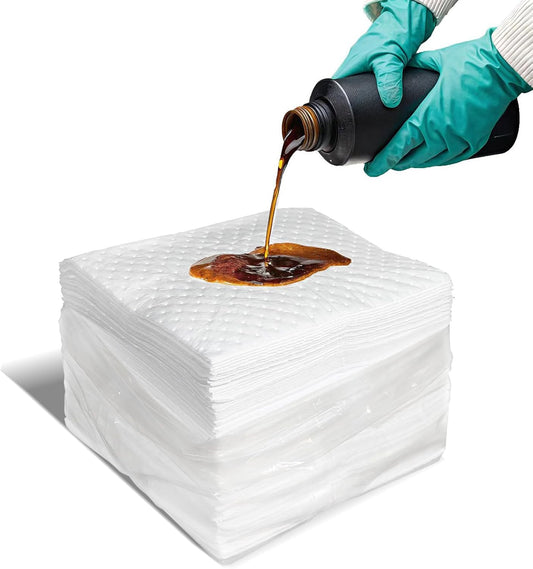 Smaafit Oil-Only Absorbent Pads 17.5" x 13.5" Heavyweight Oil Absorbing Mats, 50pcs White Oil Absorbent Mat Pads for Absorbing Protecting Home Garage Basement, 24oz/Pad